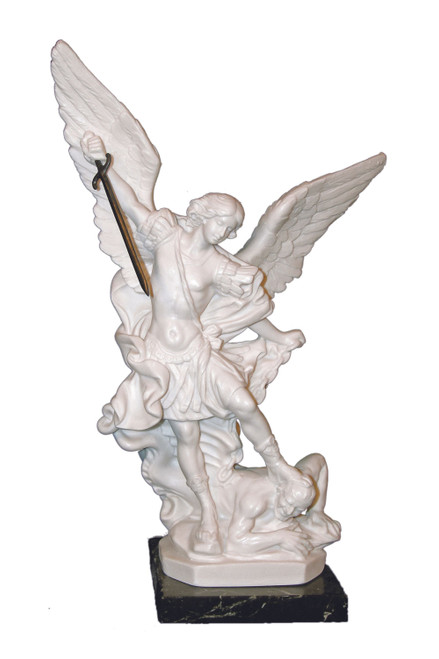 St. Michael Statue in White Alabaster 9" 417