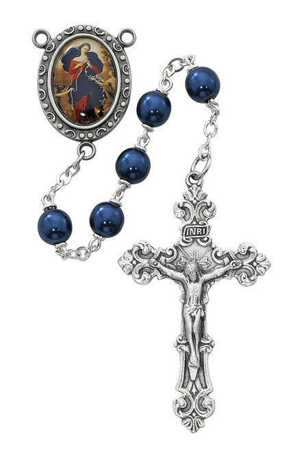 Our Lady Undoer of Knots Blue Glass Rosary