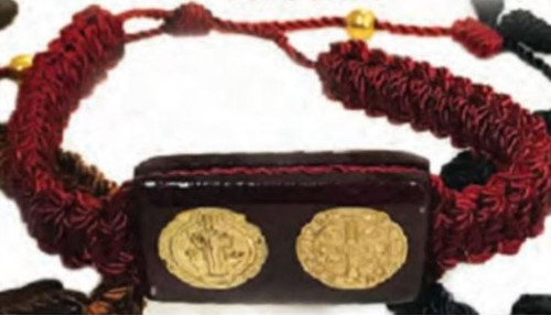 Red Adjustable Bracelet with Saint Benedict Wood Charm