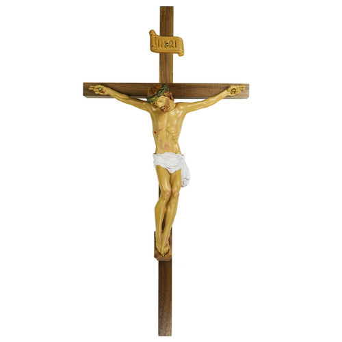 12" Walnut Crucifix Italian 79-00812