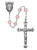 7mm Pink Tin-Cut Bead Rosary with Sterling Silver Crucifix and Center R406LF