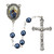7mm Blue St. Anne Rosary with Pewter Crucifix R183DF