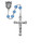 7mm Blue Tin-Cut Rosary with Sterling Silver Crucifix and Center R408LF