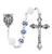 Blue Ceramic Flower Bead Rosary with Miraculous Center R767WM