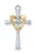 Sterling Silver Cross with Gold Heart on 18" Chain L9117