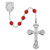 6mm Ruby-Colored Bead Rosary with Rhodium Crucifix 880-RUKF