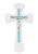 7" White Wood Wall Cross with Blue Crucifix 73-82