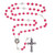 Pink and Crystal Capped Bead Rosary with Sterling Silver Crucifix and Center XT112