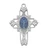 Rhodium over Pewter Blue Epoxy Miraculous Cross on 20" Chain RC678E