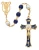 8mm Gold Tone Blue and Pearl Glass Miraculous Rosary R558HF