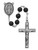 Black Wood Bead Rosary with Pewter Crucifix R434F