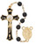 7mm Black Glass Rosary with Holy Mass Crucifix R559HF