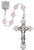 7mm Pink Tin-Cut Crystal Rosary with Sterling Silver Crucifix and Center R479LF