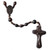 8mm Oval Dark Jujube Wood Rosary with Tau Crucifix, R3855