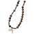 6mm Tiger Eye Rosary Necklace with Crucifix and Miraculous Medal, SN22