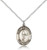 Sterling Silver St. Sebastian/Tennis Pendant, Lite Curb Chain, Medium Size Catholic Medal, 3/4" x 1/2"