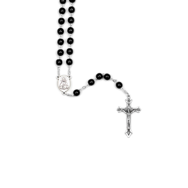 Black Glass Bead Rosary from the Holy Land
