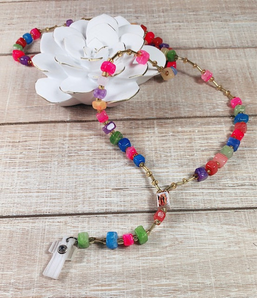 Our Lady of Guadalupe Colored Stone Bead Rosary with Lens Cross