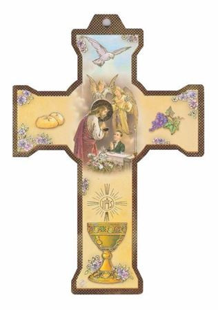8inch Wooden First Communion Boy Wall Cross CX52FCB-1