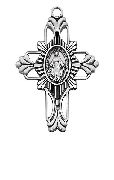 Sterling Silver Miraculous Medal Cross L678