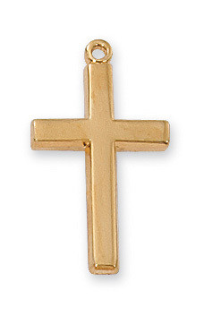 18KT Gold Plated Stering Cross Pendant 3/4 inch