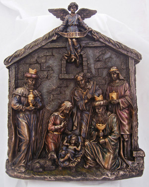 Nativity Hand-Painted Bronze Plaque SR-75851