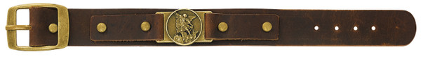 Leather Saint Michael Brown Bracelet BR247X