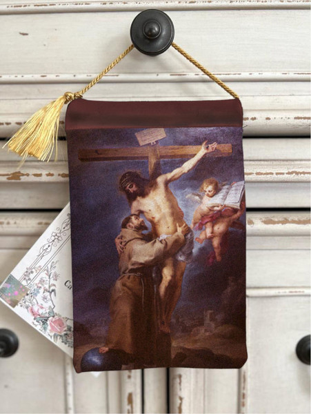 Velvet HD Print Blessings Pouch St. Francis of Assisi