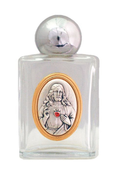 Sacred Heart of Jesus Glass Holy Water Bottle
