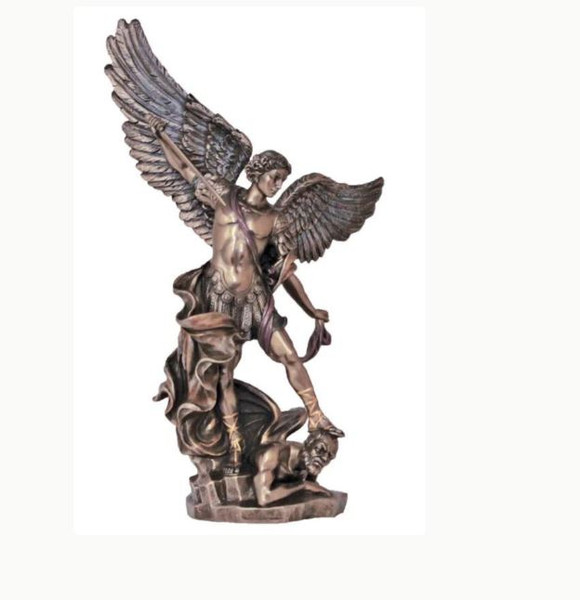 St. Michael in Lightly Hand-Painted Cold Cast Bronze