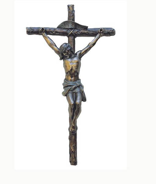 Crucifix in Lightly Hand-Painted Cold Cast Bronze