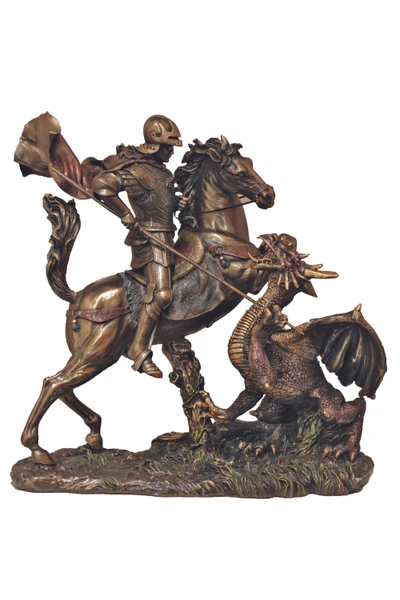 St. George in Lightly Hand-Painted Cold Cast Bronze
