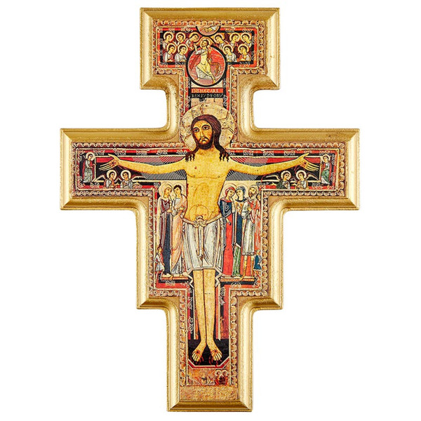10" San Damiano Wood Crucifix J5505