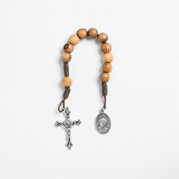 Olive Wood One Decade Rosary with Carlo Acutis Medal