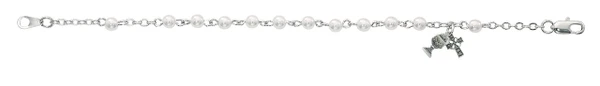 Sterling Silver 3mm Pearl Irish Bracelet with Celtic Cross 6 1/2" B50LW