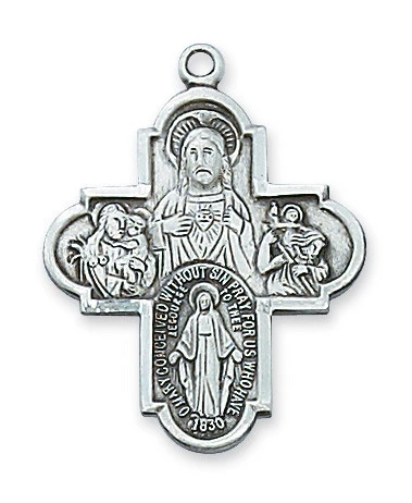 Sterling Silver 4-Way Medal on 24" Chain L566-24