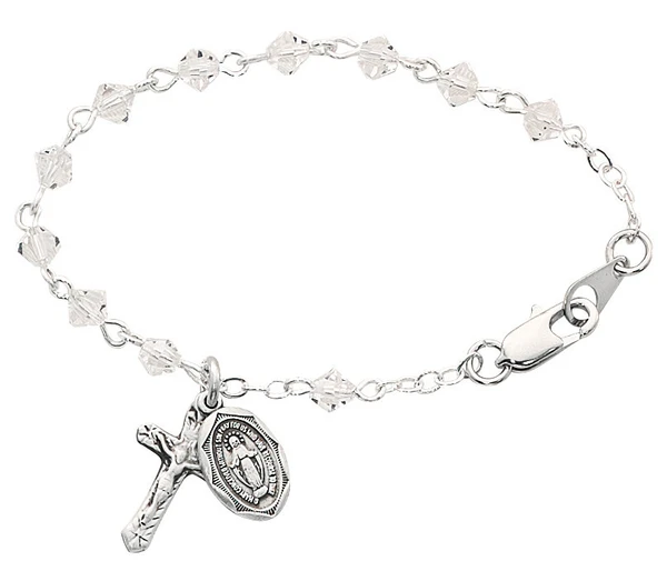 Sterling Silver 5 1/2" Crystal Baby Bracelet BR126