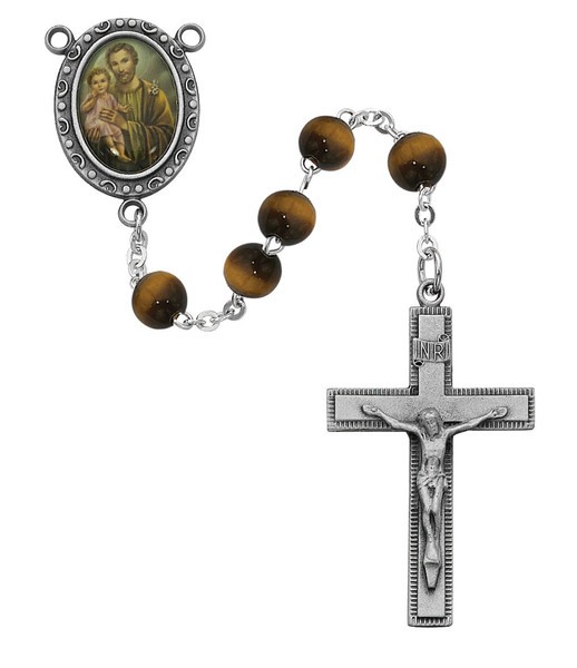 St. Joseph Genuine Tiger Eye Rosary R881F