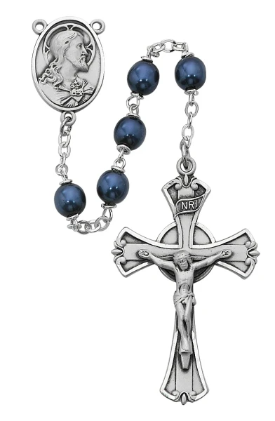 7mm Blue Metallic Bead Rosary 593DF