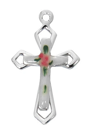 Sterling Silver Cloisonne Cross on 16-18" Chain L9240