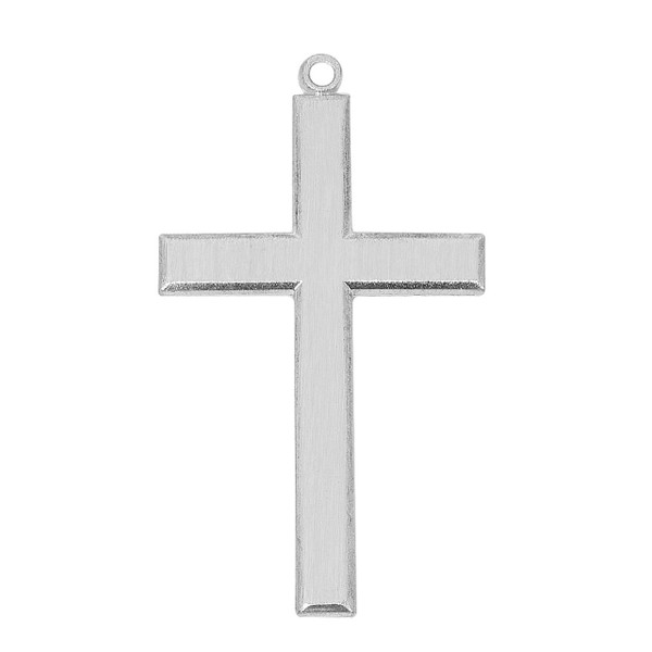 Sterling Silver Brushed Finish Cross on 24" Chain L9317G