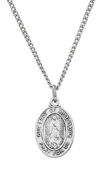 Sterling Silver Baby Guadalupe Medal on 13" Chain L740B