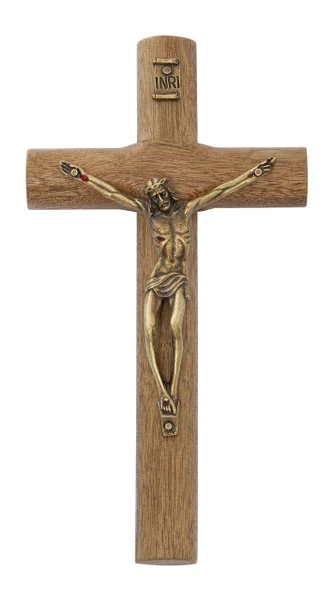6.75" Brazilian Walnut Log Wall Crucifix with Antique Gold Corpus 82-14