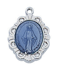 Sterling Silver Baby Blue Miraculous Medal on 13" Chain L595BBT