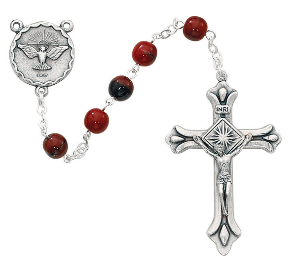 7mm Holy Spirit Red and Black Rosary 833R