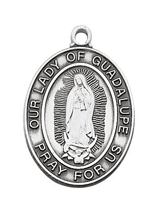 Our Lady of Guadalupe Sterling Silver Medal on 18" Chain L683GU