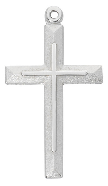 Sterling Silver Cross on 24" Stainless Steel Chain L9225