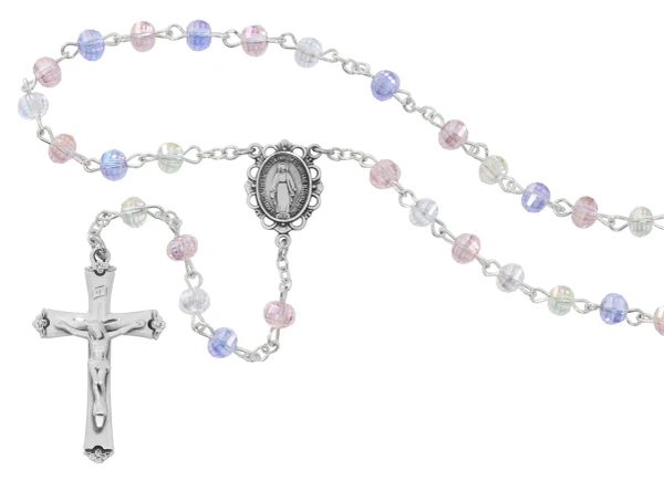 6mm Multi-Color Tin-Cut Crystal Rosary R998RF