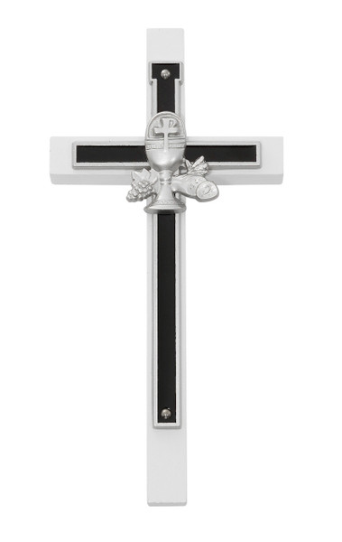 6" White and Black Enamel Chalice Wall Cross 75-66