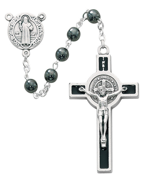 6mm Hematite St. Benedict Rosary 440R